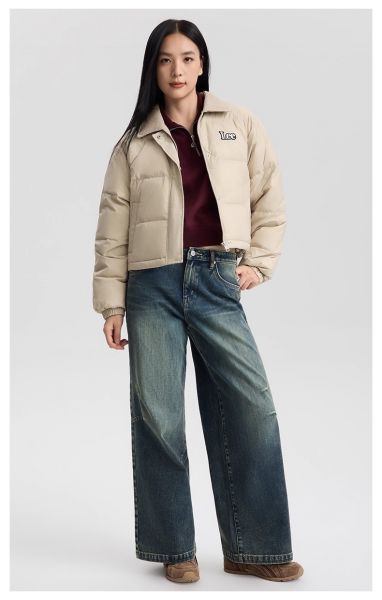 Lee25冬新430阔腿暖岩恒温弹力女保暖牛仔裤