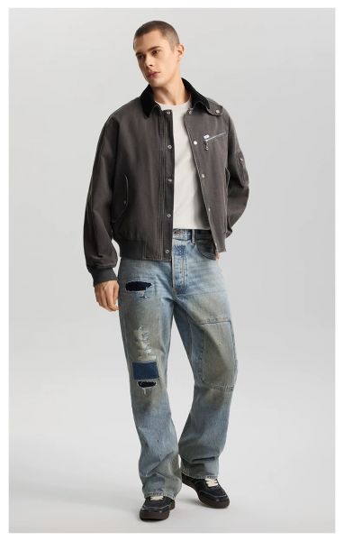 Lee26春新宽松版翻领男短款飞行夹克外套