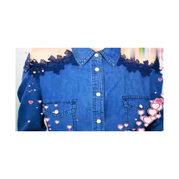 牛仔上衣加点蕾丝真的性感极了