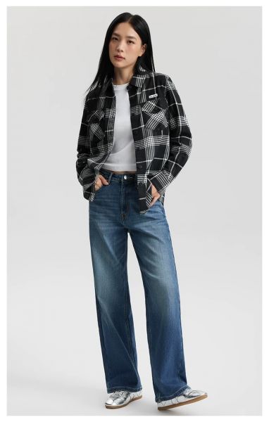 Lee25冬新428懒懒裤直脚羊毛保暖女牛仔裤