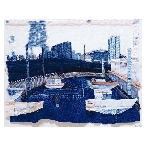 牛仔拼的画布很有艺术风格